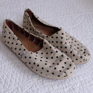 Toms classic natural burlap black polka dot